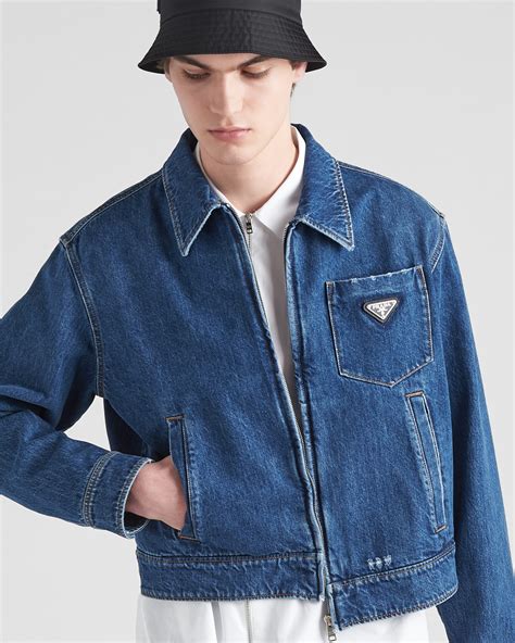 prada denim jacket sale|prada denim blouson jacket.